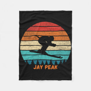 Retro Sunset Jay Peak Vermont Skiing Skier Fleece Blanket