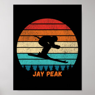 Retro Sunset Jay Peak Vermont Skiing Skier Poster