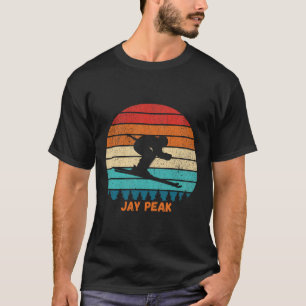 Retro Sunset Jay Peak Vermont Skiing Skier  T-Shirt