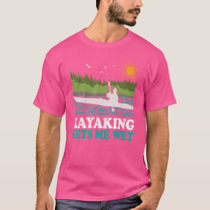 Retro Sunset Kayaking Gets Me Wet Canoe Boating Ka T-Shirt