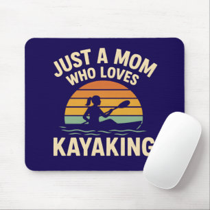 Retro Sunset Kayaking Mom - Vintage Outdoor Moms Mouse Pad