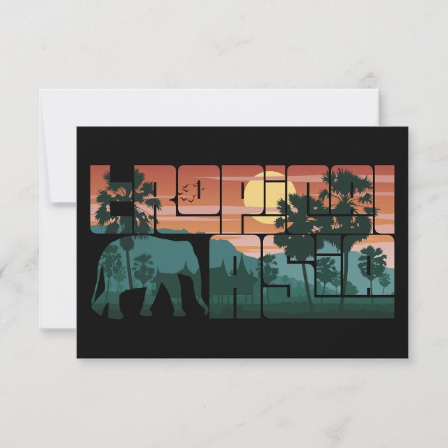 Retro Sunset Landscape Asia Thailand - Typography Card (Front)
