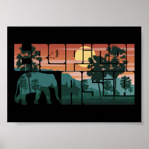 Retro Sunset Landscape Asia Thailand - Typography Poster