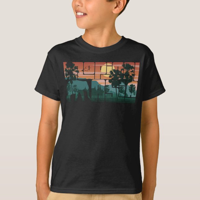 Retro Sunset Landscape Asia Thailand - Typography T-Shirt (Front)