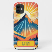 Retro Sunset Landscape Personalised