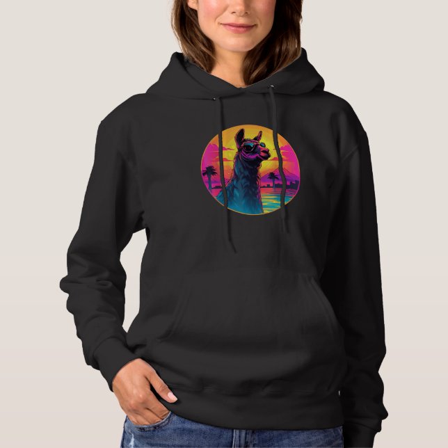 Retro Sunset Llama Hoodie (Front)