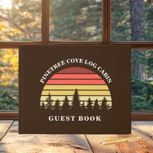 Retro Sunset Log Cabin Custom Vacation Rental Guest Book