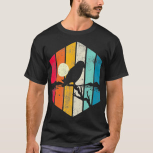 Retro Sunset Lovebird Silhouette Cool Animal Pet L T-Shirt