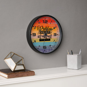 Retro Sunset Math Teacher Clock