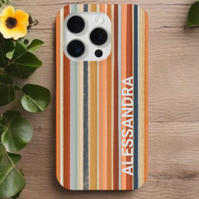 Retro sunset monogram stripes lines boho  Case-Mate iPhone case (Creator Uploaded)