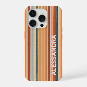 Retro sunset monogram stripes lines boho iPhone 15 pro case