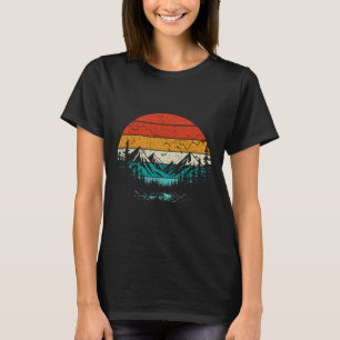 Retro Sunset Mountain Forest Camping Nature Outdoo T-Shirt