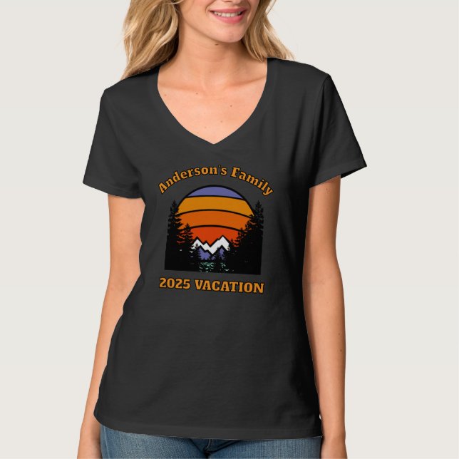 Retro sunset mountain forest VACATION T-Shirt (Front)
