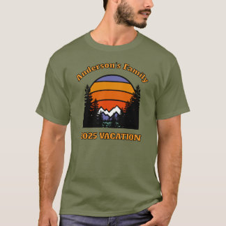 Retro sunset mountain forest VACATION T-Shirt