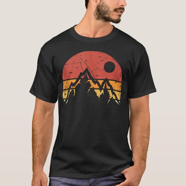 Retro Sunset Mountains Adventure Outdoor T-Shirt (Front)
