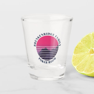 Retro Sunset Mountains Camping Custom Shot Glass