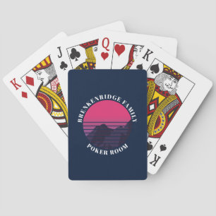 Retro Sunset Mountains Poker Room Custom Playing Cards