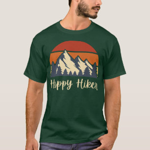 Retro Sunset Mountains Sun Happy Hiker T-Shirt