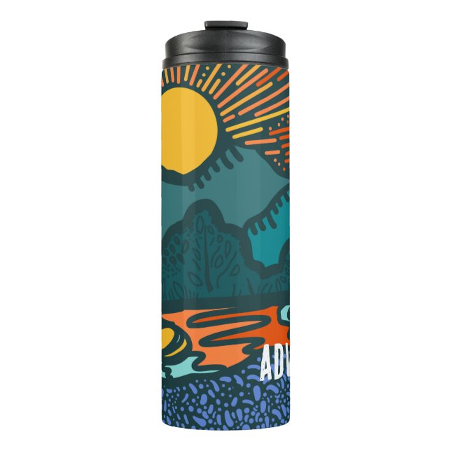 Retro Sunset Mountains Thermal Tumbler (Front)