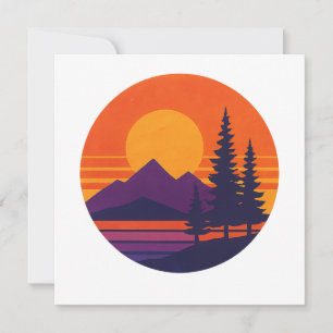 Retro Sunset Nature Vibes Vintage 80s Aesthetic Card