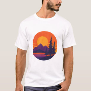 Retro Sunset Nature Vibes Vintage 80s Aesthetic T-Shirt