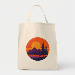 Retro Sunset Nature Vibes Vintage 80s Aesthetic Tote Bag
