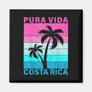 Retro Sunset Palm Tree Costa Rica Vacation Pura Vi Magnet