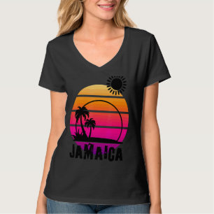 Retro Sunset Palm Trees Beach Cruise Summer Jamaic T-Shirt