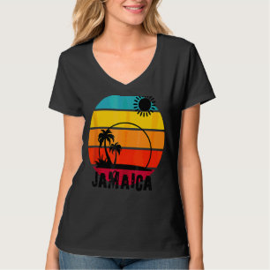 Retro Sunset Palm Trees Beach Cruise Summer Jamaic T-Shirt