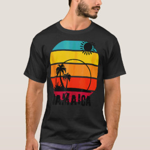 Retro Sunset Palm Trees Beach Cruise Summer Jamaic T-Shirt
