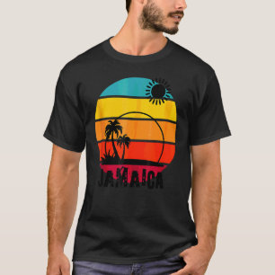 Retro Sunset Palm Trees Beach Cruise Summer Jamaic T-Shirt