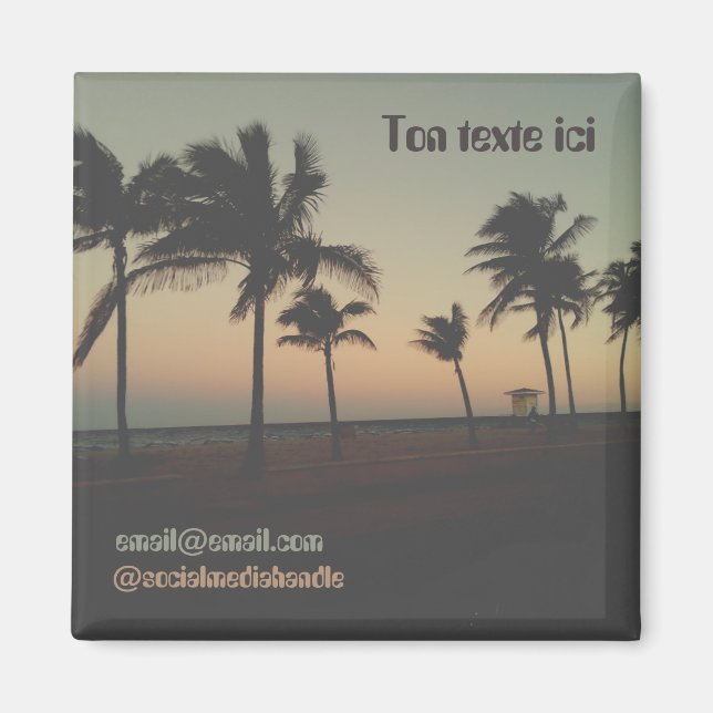 Retro Sunset palm trees custom text  Magnet (Front)
