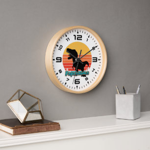 Retro Sunset Papasaurus Clock