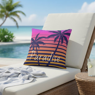 Retro sunset Paradise Cushion