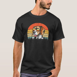 Retro Sunset Peace Love Beagle Funny Dog Mum Chris T-Shirt
