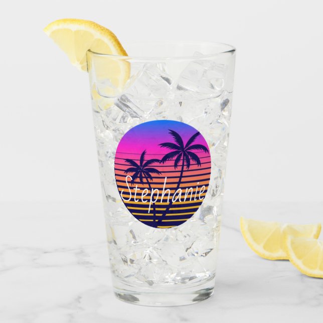 Retro sunset Personalised   Glass (Front Ice)
