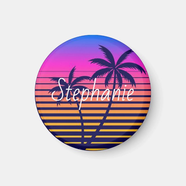 Retro sunset Personalised  Magnet (Front)