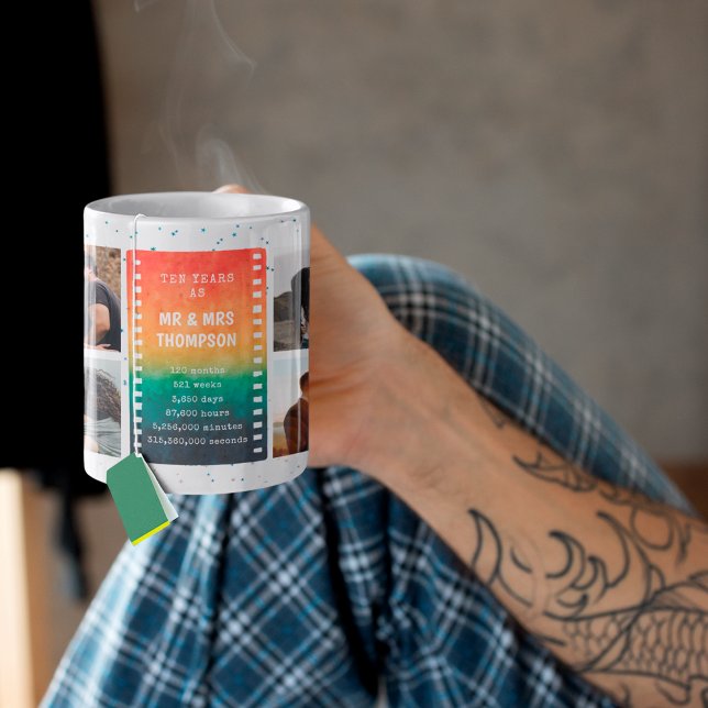 Retro Sunset Photo Mr and Mrs 10th Anniversary Coffee Mug (Creator Uploaded)