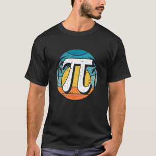Retro Sunset Pi Day Cool Math Symbols Teacher Stud T-Shirt