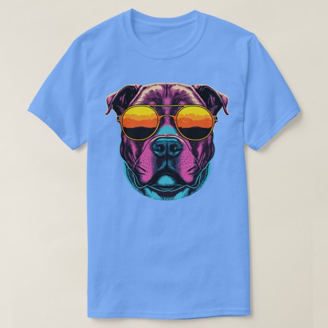 Retro Sunset Pit Bull T-Shirt (Design Front)