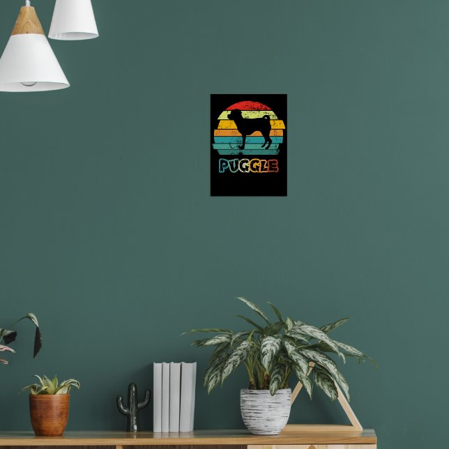 Retro Sunset Puggle Poster (Living Room 1)