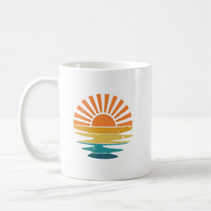 Retro Sunset Rays Wavy, Retro Summer Sunset Coffee Mug