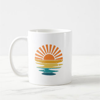 Retro Sunset Rays Wavy,  Retro Summer Sunset Coffee Mug