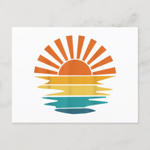 Retro Sunset Rays Wavy Vintage Retro Sunshine Sun  Holiday Postcard