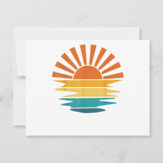 Retro Sunset Rays Wavy Vintage Retro Sunshine Sun  Invitation