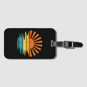 Retro Sunset Rays Wavy Vintage Retro Sunshine Sun  Luggage Tag