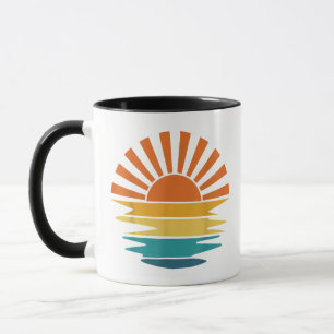 Retro Sunset Rays Wavy Vintage Retro Sunshine Sun  Mug