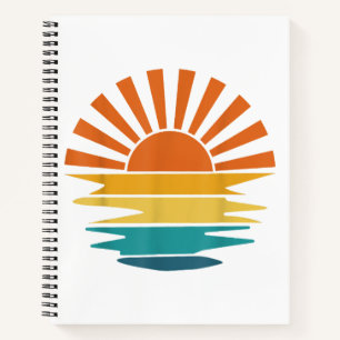 Retro Sunset Rays Wavy Vintage Retro Sunshine Sun Notebook