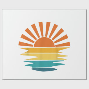 Retro Sunset Rays Wavy Vintage Retro Sunshine Sun Wrapping Paper