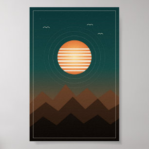 Retro Sunset Ridge Poster